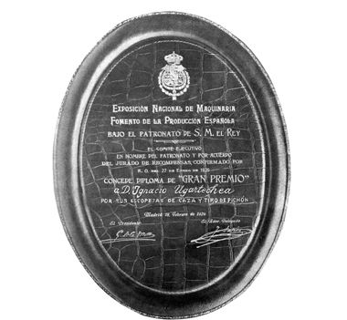 An exhibition award from the company archive.